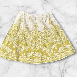 MetroStyle Elegant linen blend Yellow Patterned Skirt sz 18 nwt